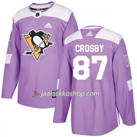 Miehille NHL Pittsburgh Penguins Pelipaita Sidney Crosby 87 Adidas 2017-2018 Violetti Fights Cancer Practice Authentic